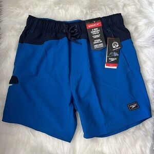 🆕 Men’s Speedo Swim Trunks Built-in Boxer Brief Size S Blue